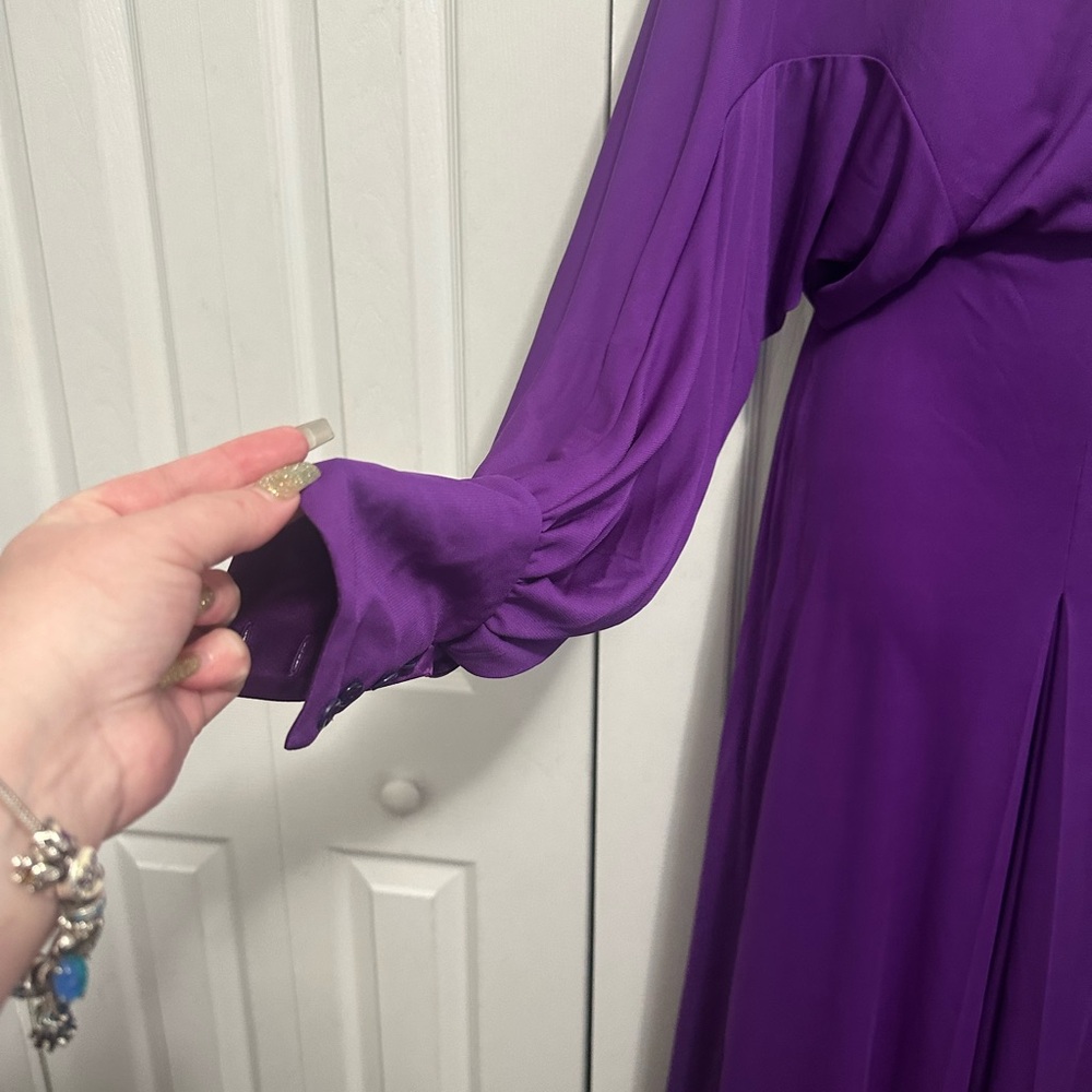 Yves Saint Laurent Vibrant Purple Long Sleeve Dress - Picture 10 of 11